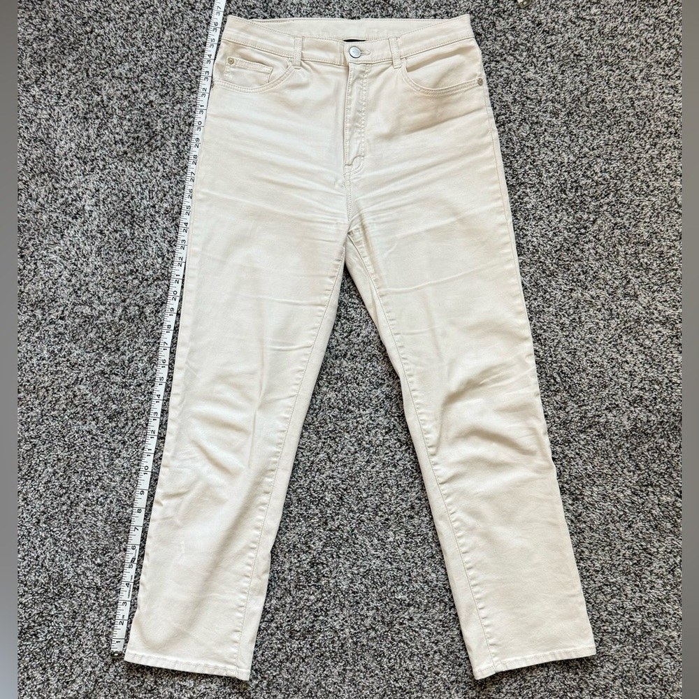 Massimo Dutti waxed white cream pants jeans 8